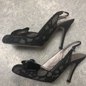 Black Lace Slingback Heels